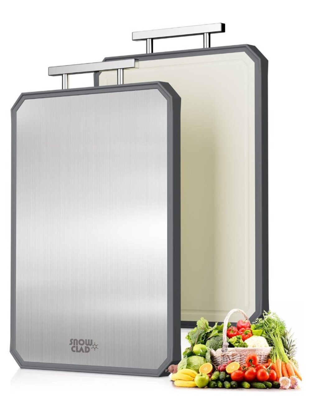 Stainless Steel Cutting Board Non-Toxic Chopping Board with Juice Groove